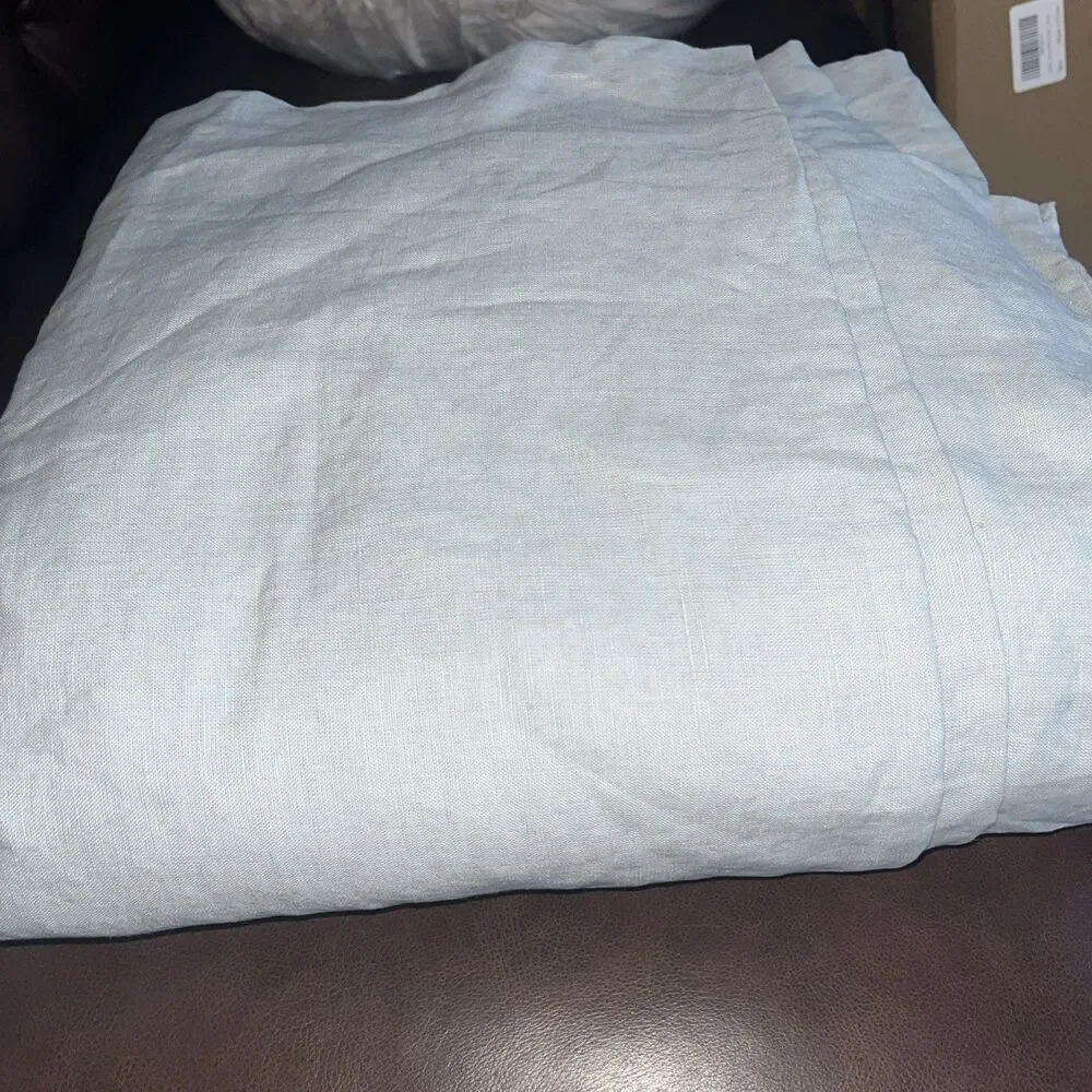 European Linen Duvet Cover Set, Full/Queen, Mist Msrp $154